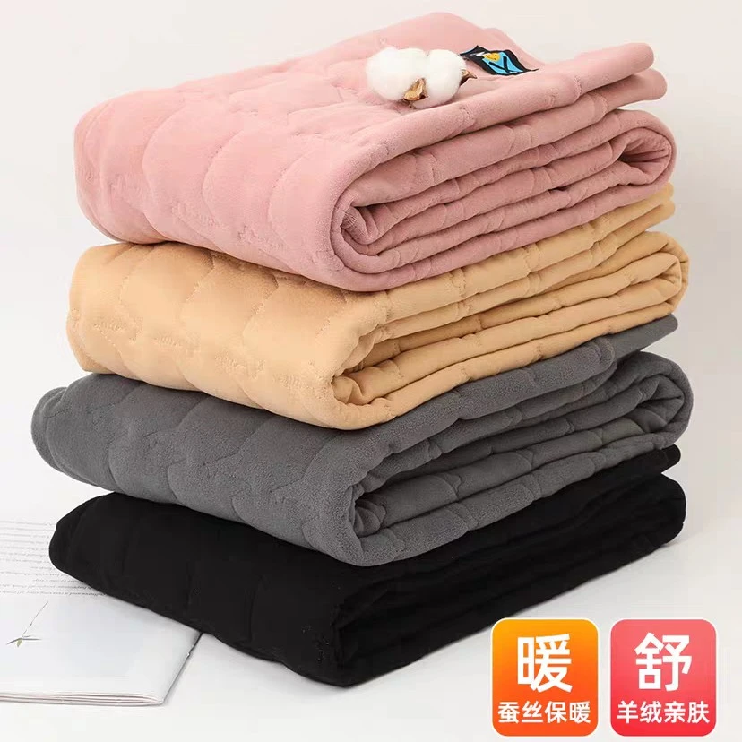 冬季女士高腰加绒加厚保暖裤秋冬修身打底裤内穿雪地蓄热蚕丝棉裤