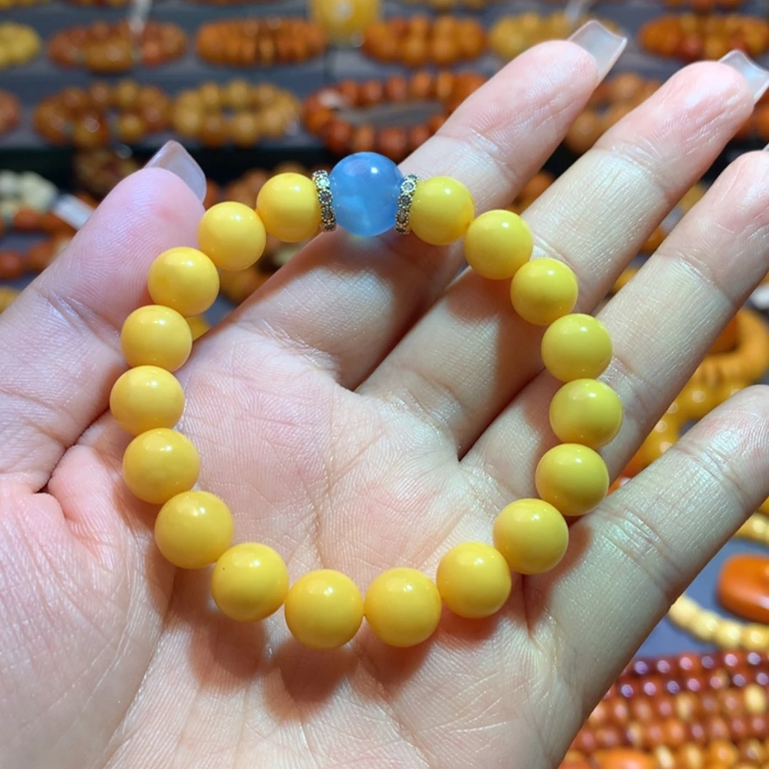【闪购商品】未镶嵌蜜蜡手串翡***菜蜜蜡手串