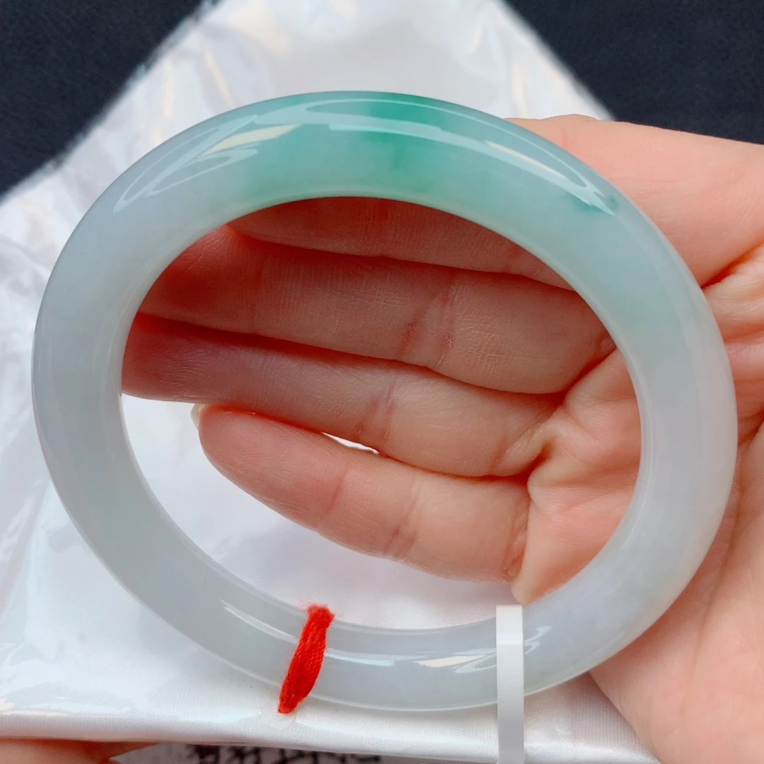 翡翠未镶嵌手镯57-58冰胶飘阳绿 圆条