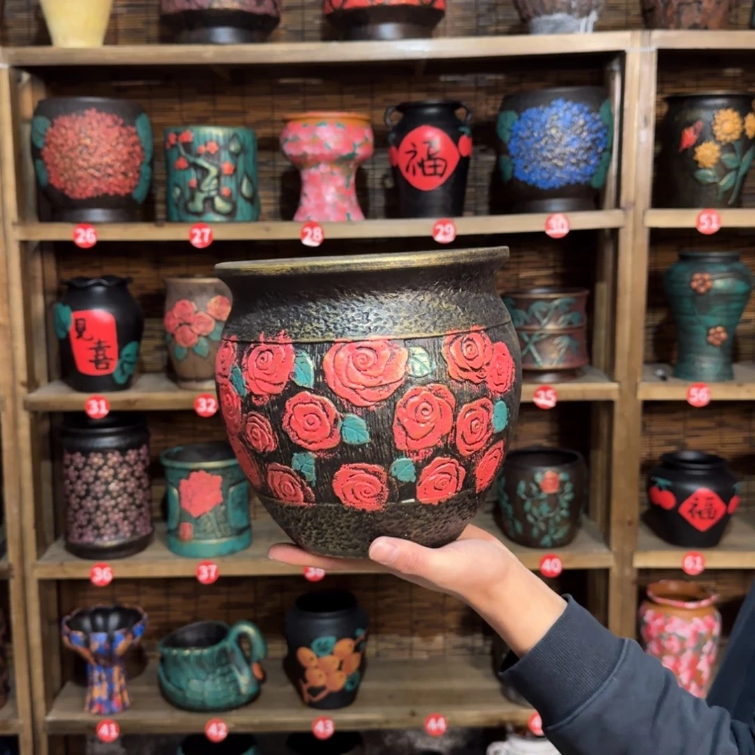 带孔高端浮雕花盆炸炸炸