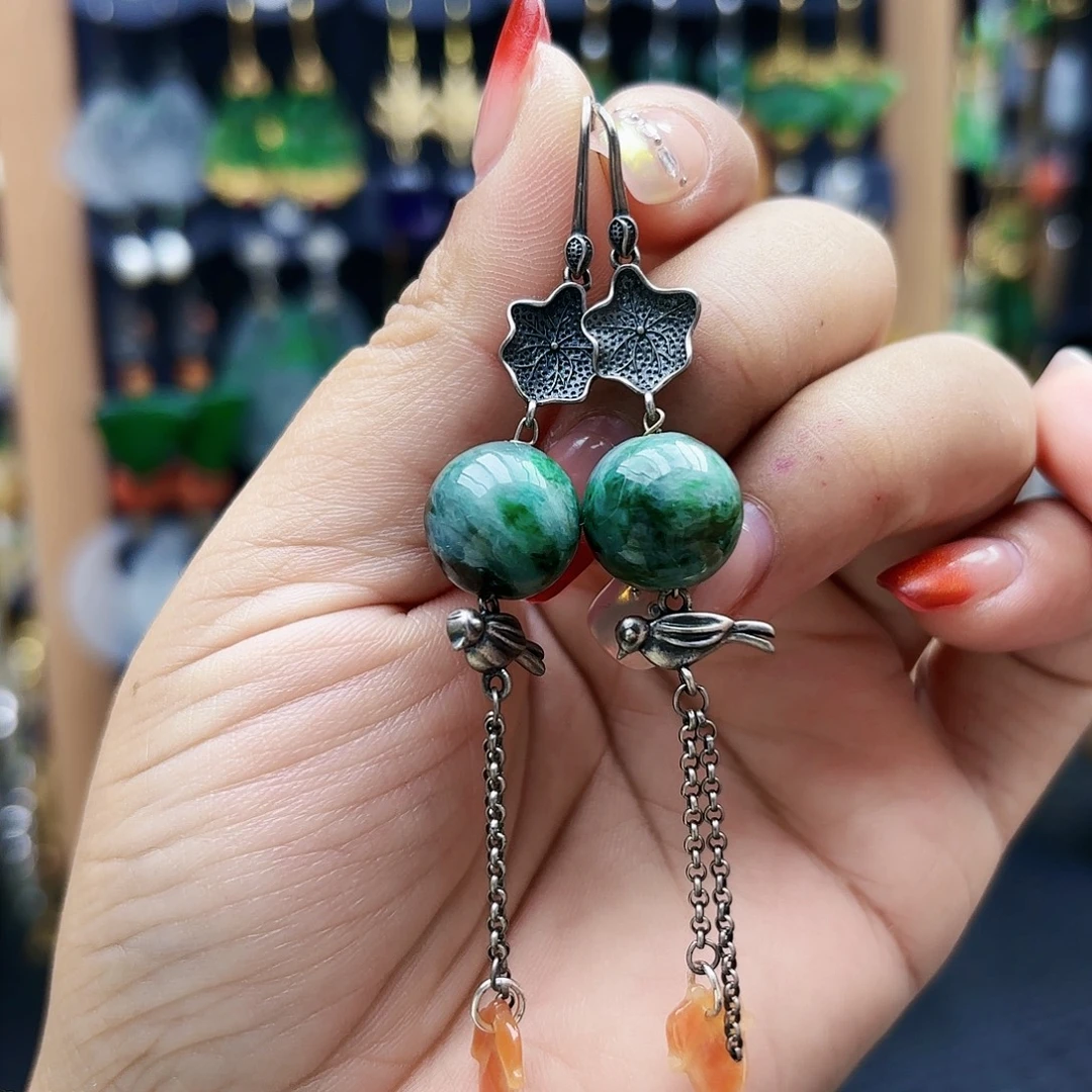 翡翠未镶嵌耳饰耳坠