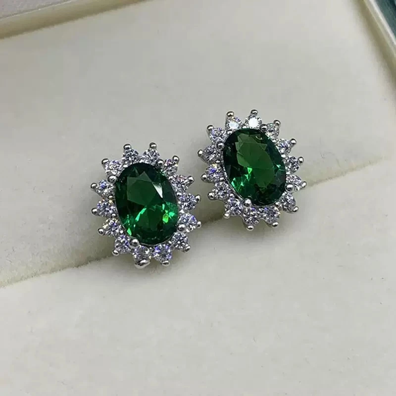 【碧玺】碧玺耳钉净体级A163轻奢