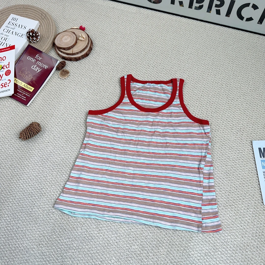 2025春季新款韩版休闲宽松条纹吊带背心8684
