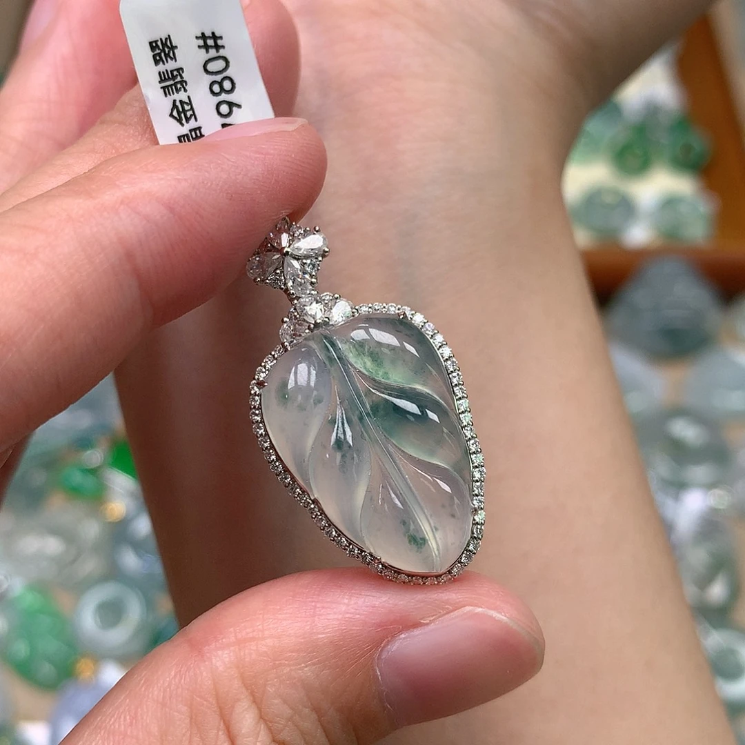 翡翠18K金镶嵌吊坠(不含链)翡翠