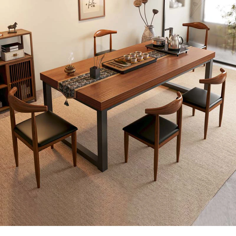 茶桌椅组合一桌五椅新中式简约大板桌会议桌洽谈桌泡茶桌阳台茶桌