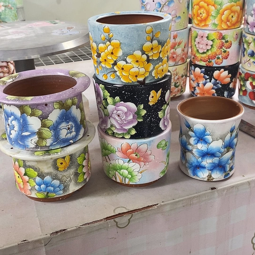 念***念紫砂花盆手绘盆满28包邮