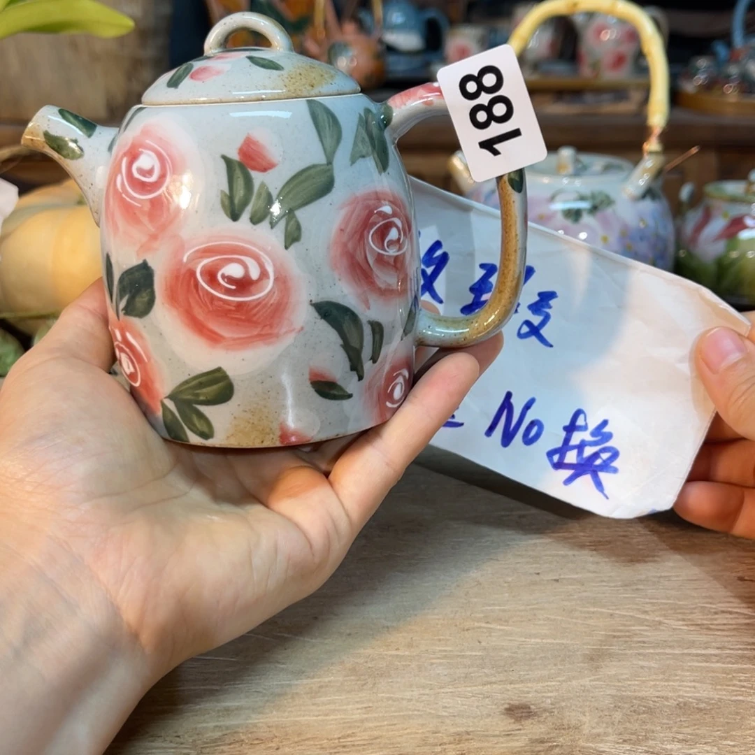 壶素浅陶瓷手工手绘
