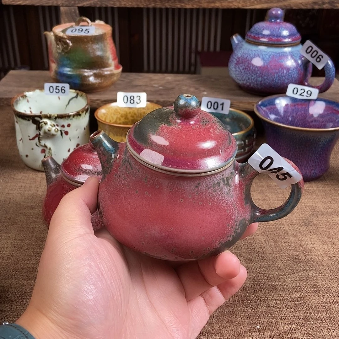 指***墨瓷片钧瓷茶壶茶具