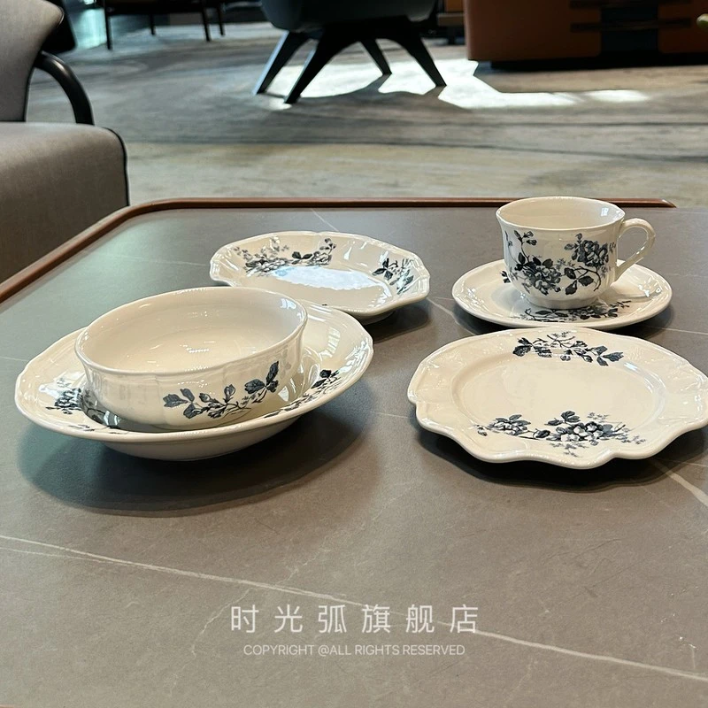法式vintage复古花卉陶瓷餐具陶瓷杯碟陶瓷碗 陶瓷甜品盘子意面盘