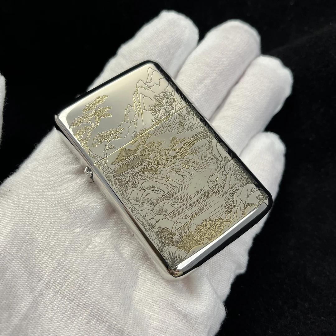 ZORRO佐罗正品三代山水画790密封油仓超薄精雕煤油防风创意打火机