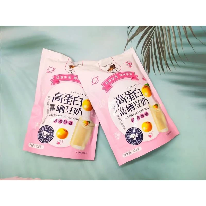 高蛋白 富硒豆奶 滴滴醇香 净含量:420克 包 美味奶 即冲即饮