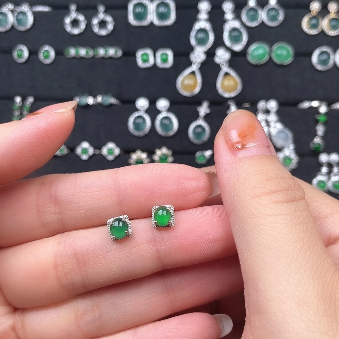 翡翠银S925镶嵌颈饰Ooooooo