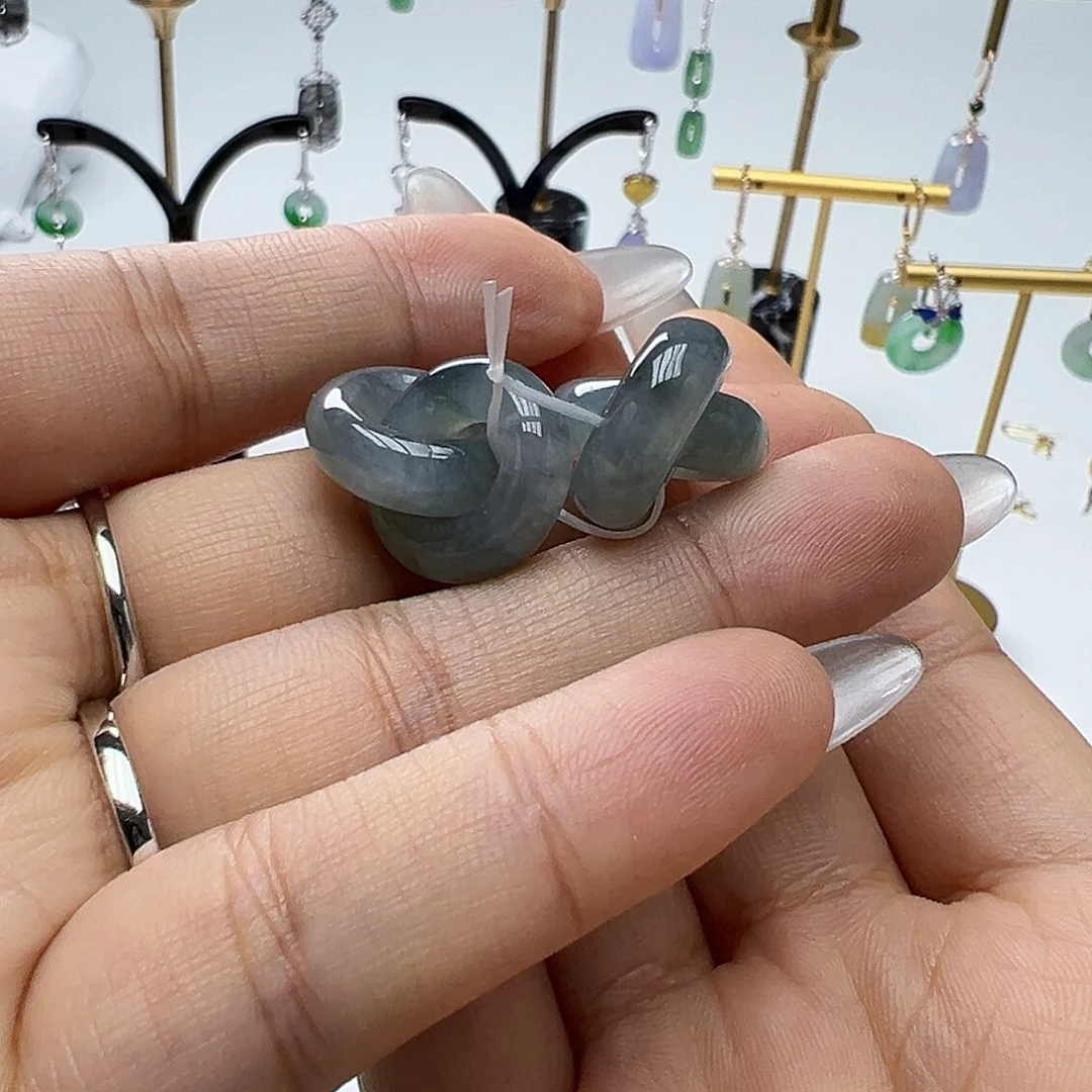 冷***玉翡翠未镶嵌耳饰天然缅甸A货翡翠