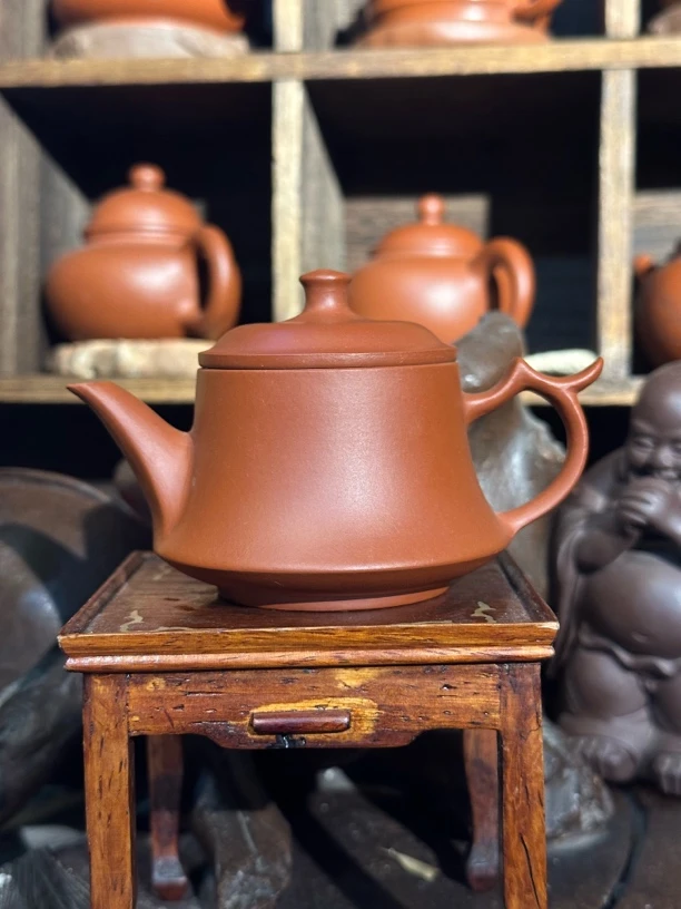 潮州手拉壶将军壶朱泥茶壶家用紫砂泡茶壶小茶壶可断水非纯手工