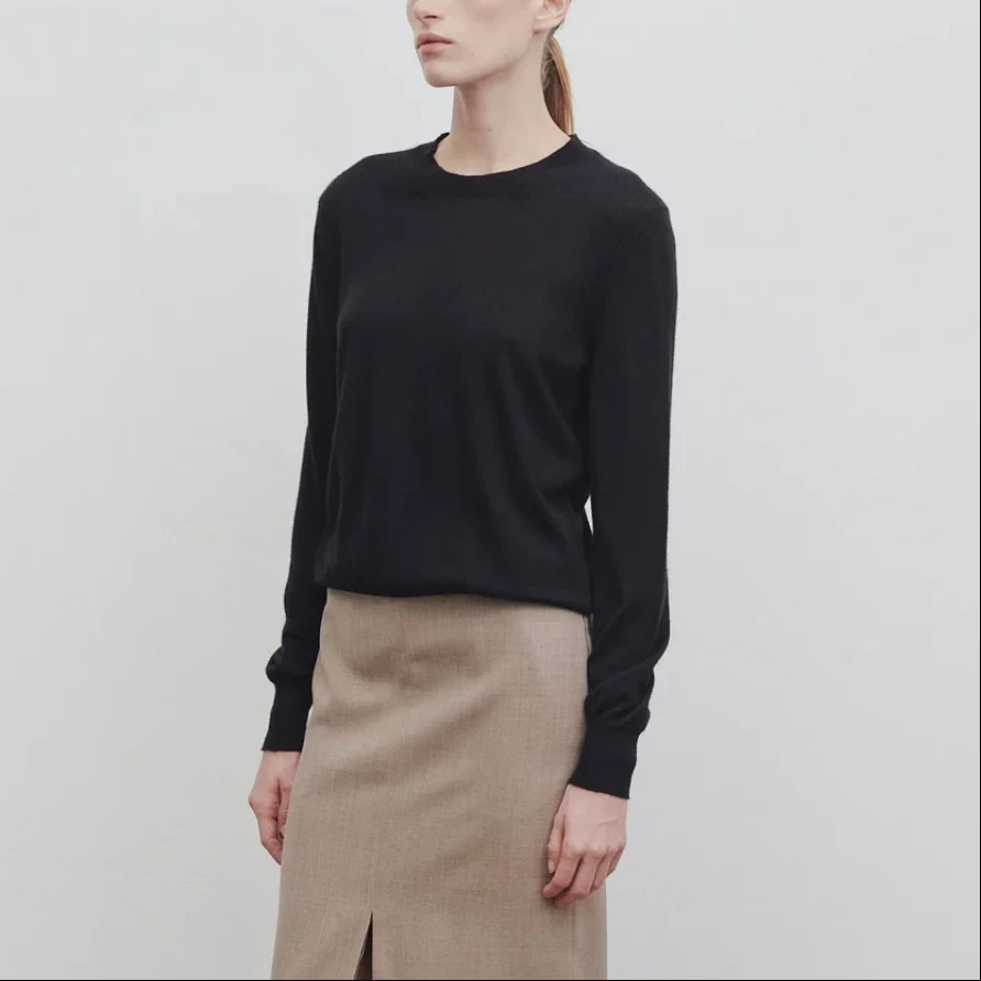 【恩佑宁】可机洗新澳精纺全羊毛基础百搭羊毛显瘦长袖套头毛衣