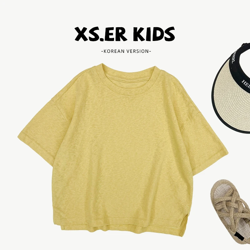 【西西】新款儿童夏季时尚简约洋气百纯色搭短袖T恤上衣SJ5867