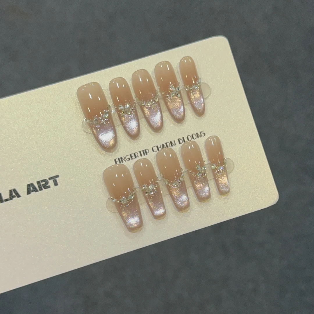 【爆闪牛郎】高级纯欲珍珠蝴蝶猫眼显白爆款手工穿戴甲美甲贴片