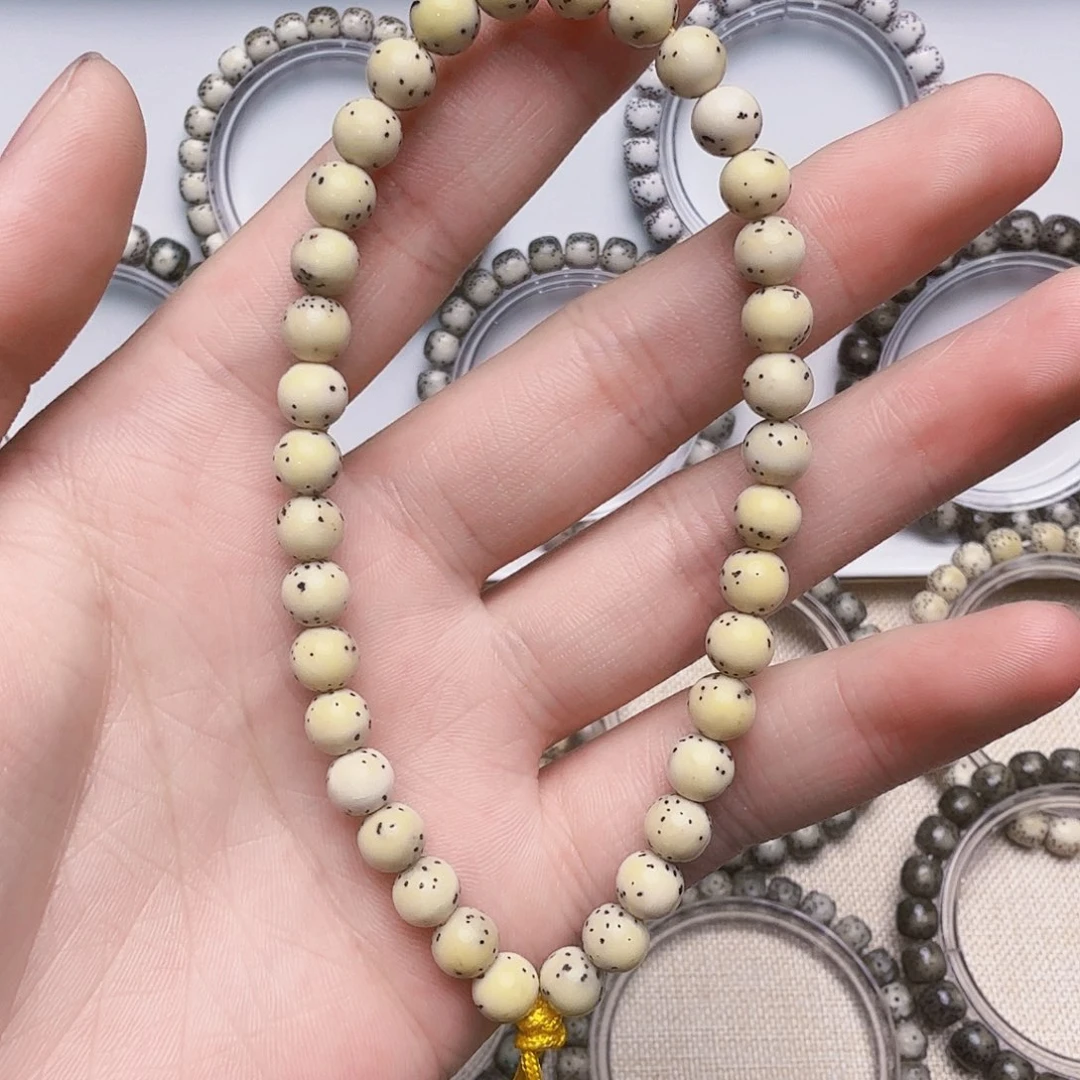 星月菩提手串薇氧化骨瓷白月朗星稀圆珠河豚