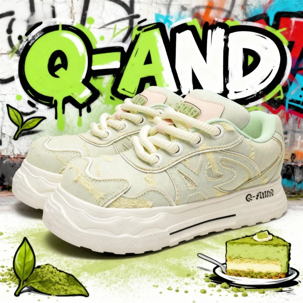 奇安达2025新款女鞋圆头厚底小众潮流休闲板鞋百搭厚底鞋男鞋129