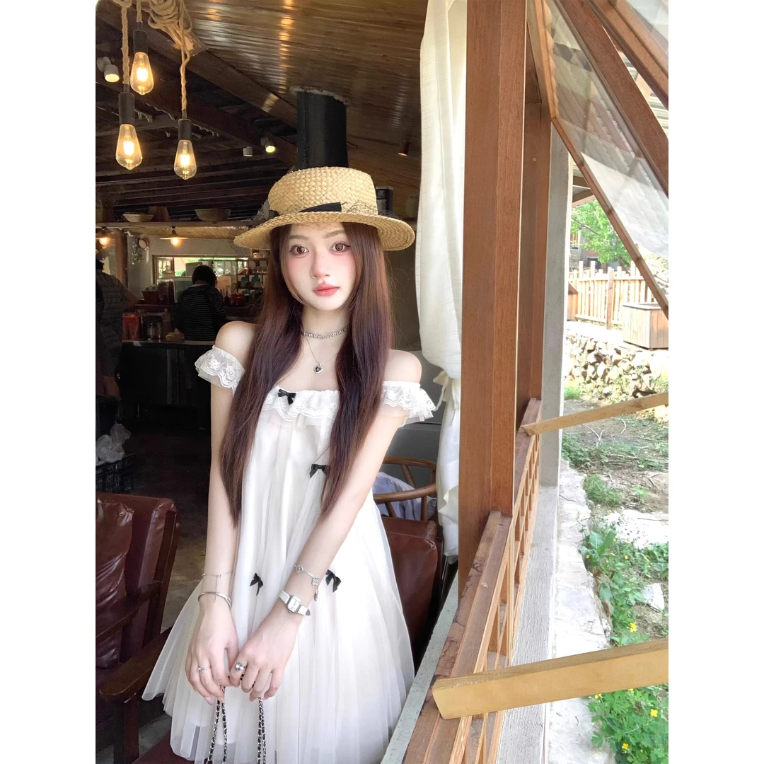 夏日系千金仙气撞色网纱娃娃装连衣裙*国5125