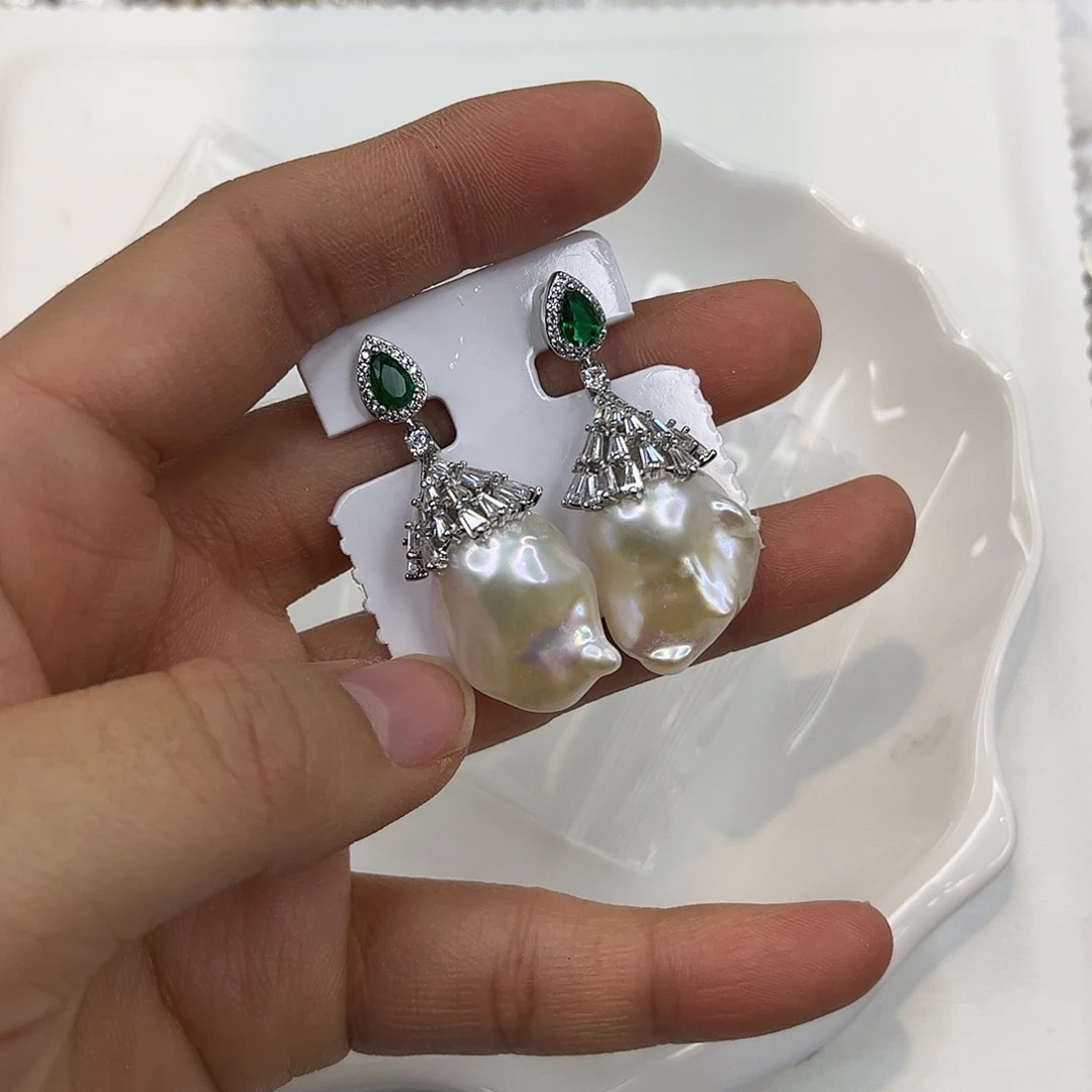 合金淡水珍珠耳饰