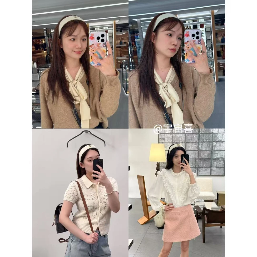 N1-126奶白色皮质金色小凯发箍