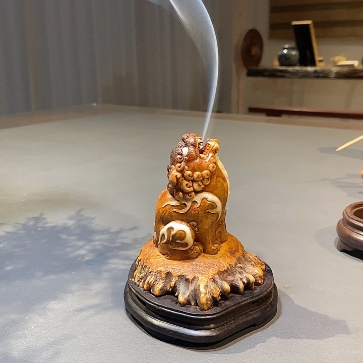 一***草木鹿角貔貅香炉手工