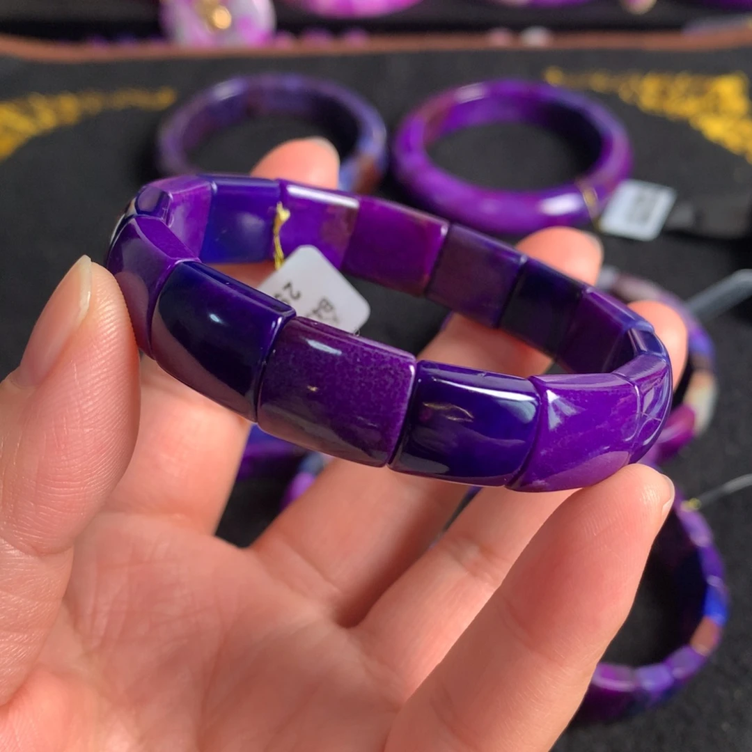 苏纪石（舒俱来）未镶嵌蓝紫幻彩镯排