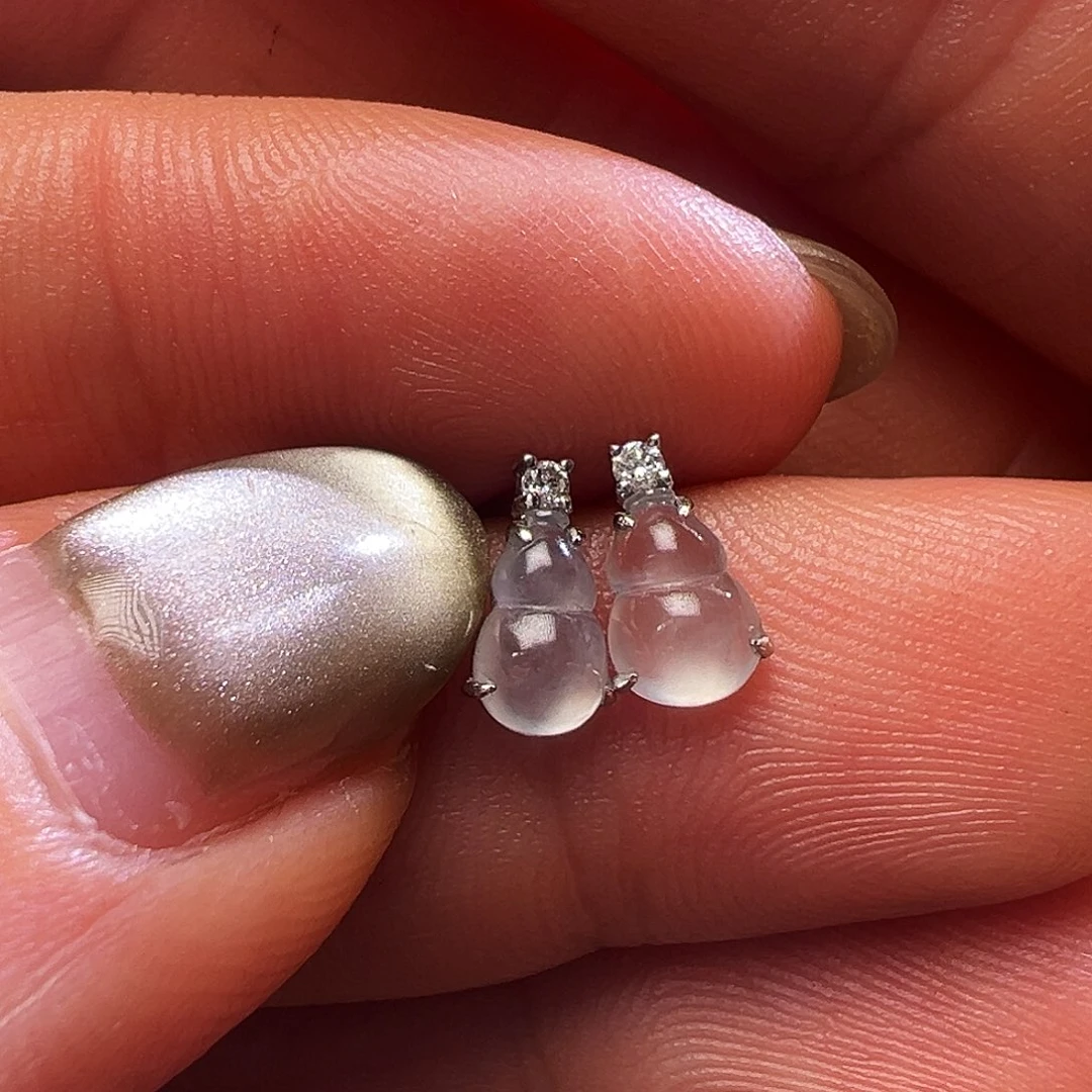 翡翠18K金镶嵌颈饰耳钉