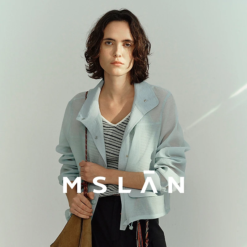 MSLAN2025年夏季新款百搭经典通勤简约复古文艺舒适休闲工装夹克