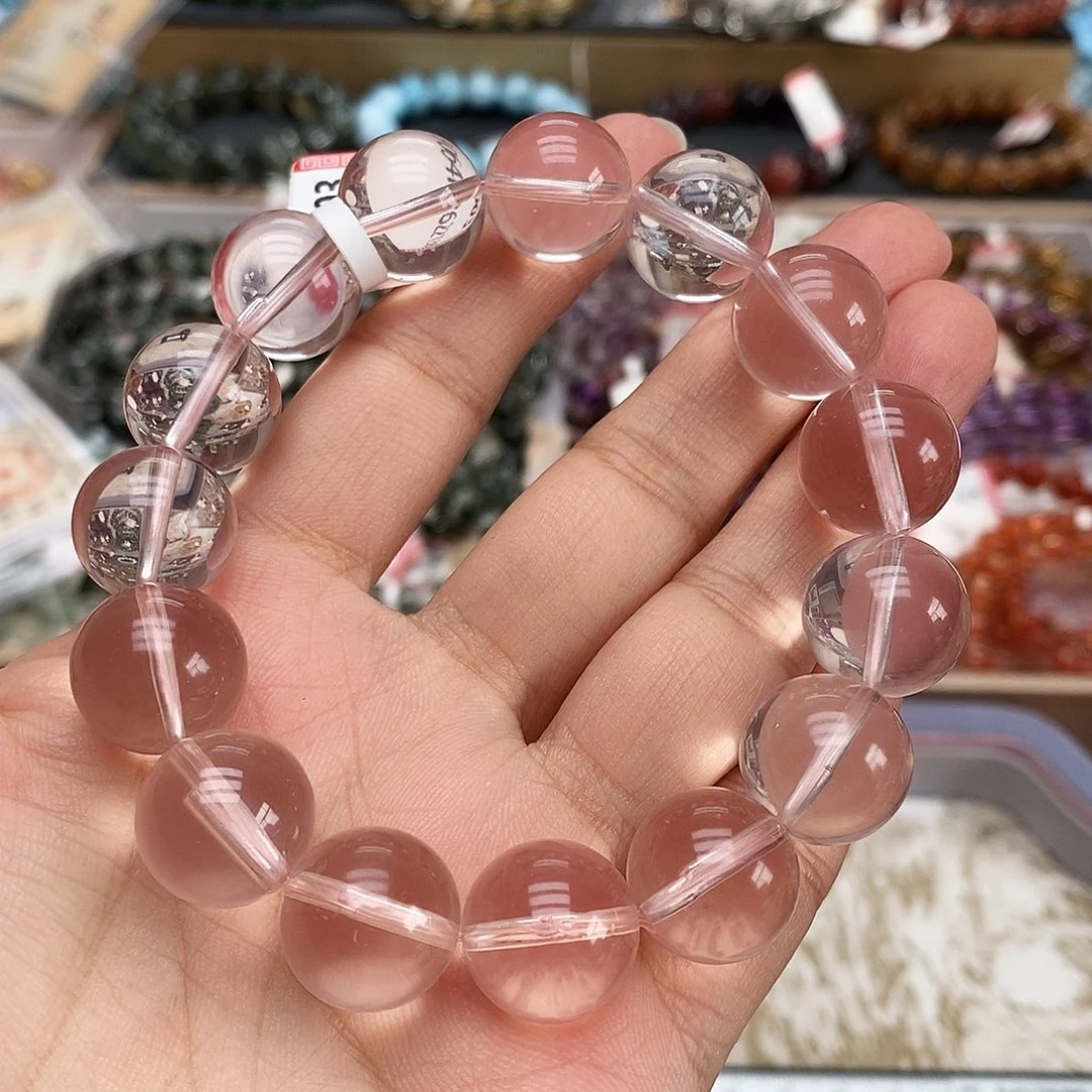 未镶嵌手链水晶全净体冰菊粉水晶14m+ FJ003