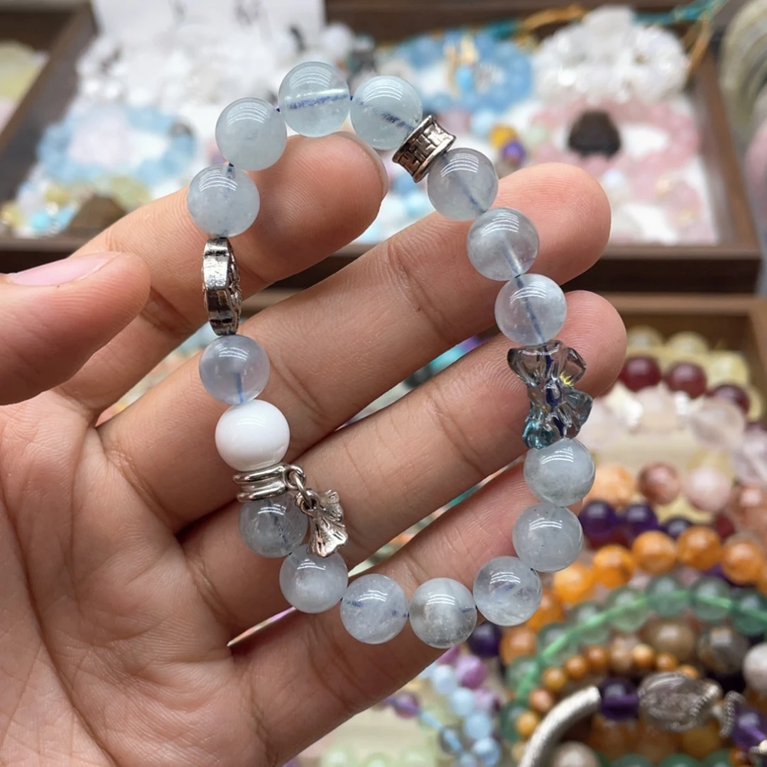 烟晶未镶嵌手链海蓝宝diy
