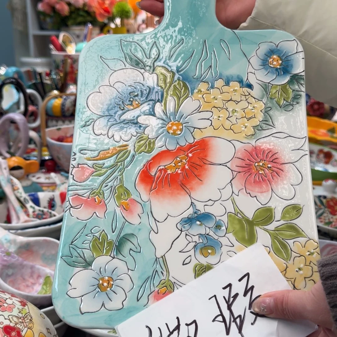 瓷片微瑕爱沙大号方形浮雕面包板1只