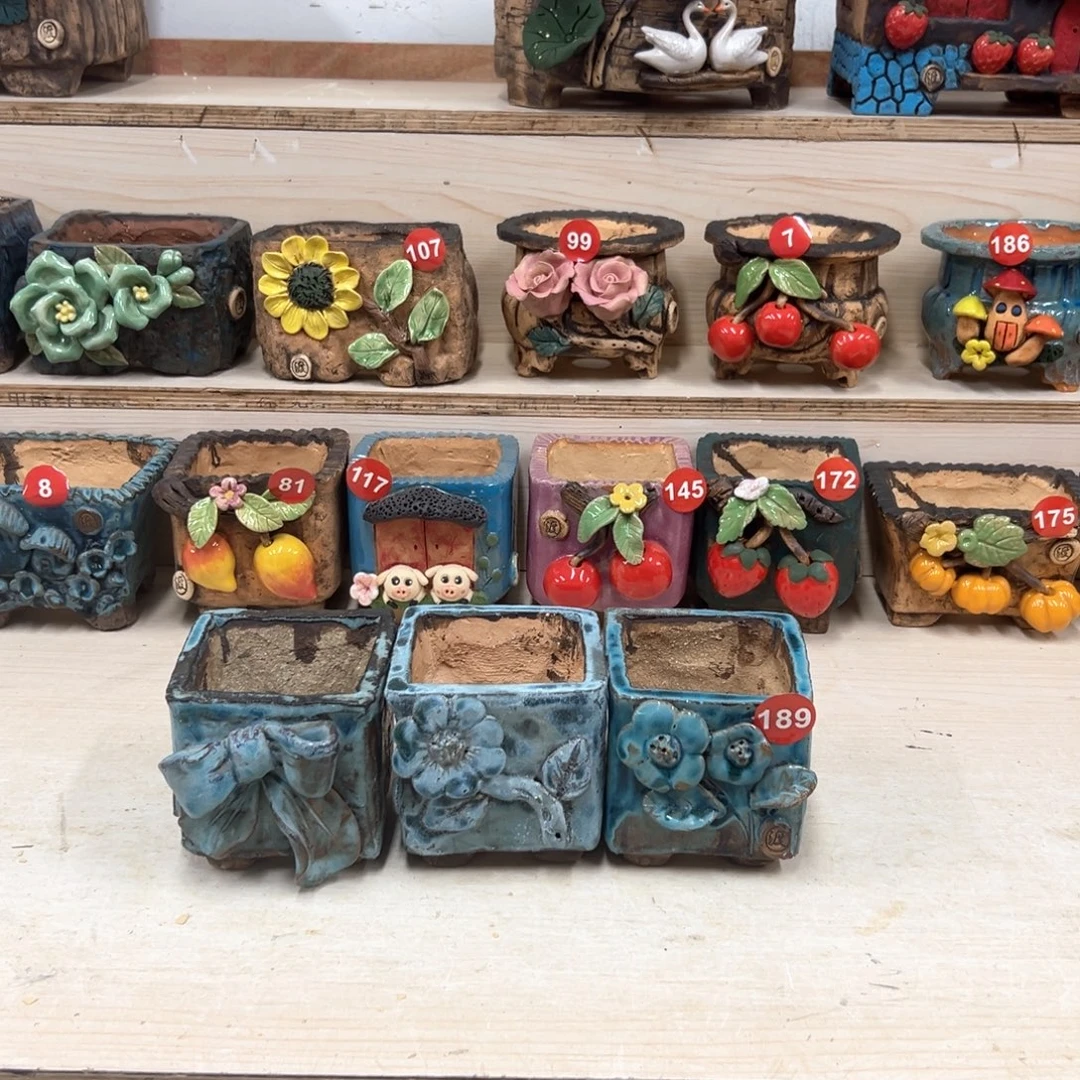 紫砂花盆3个原价135元，福利炸