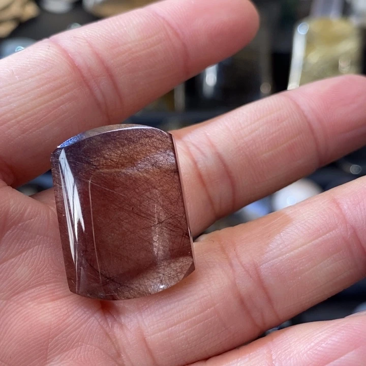 【闪购商品】水晶天然红发晶平安牌吊坠未镶嵌雒***盖