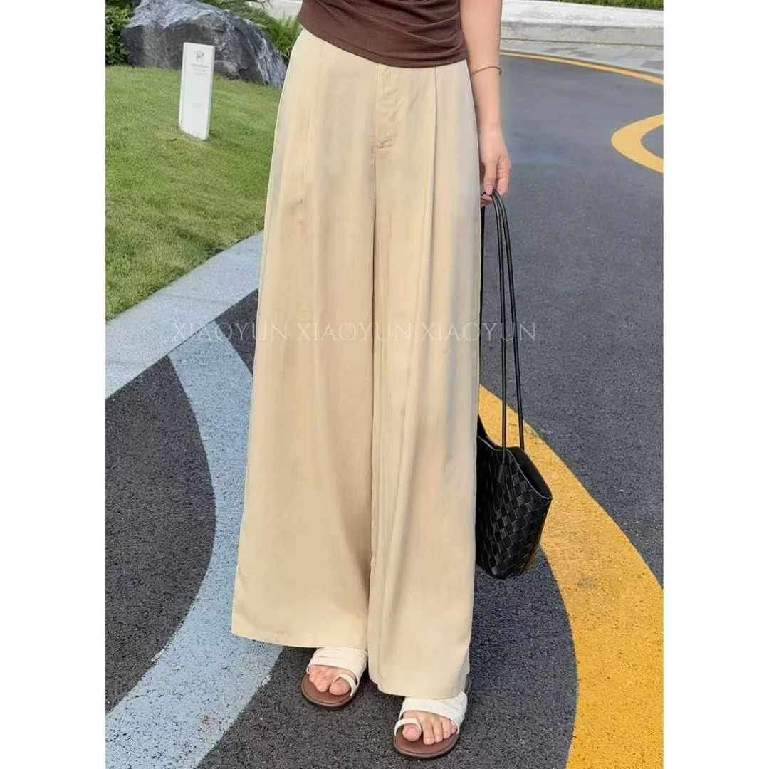 三色垂坠阔腿裤 小允姐姐2025新款时尚气质高级三色垂坠阔腿裤