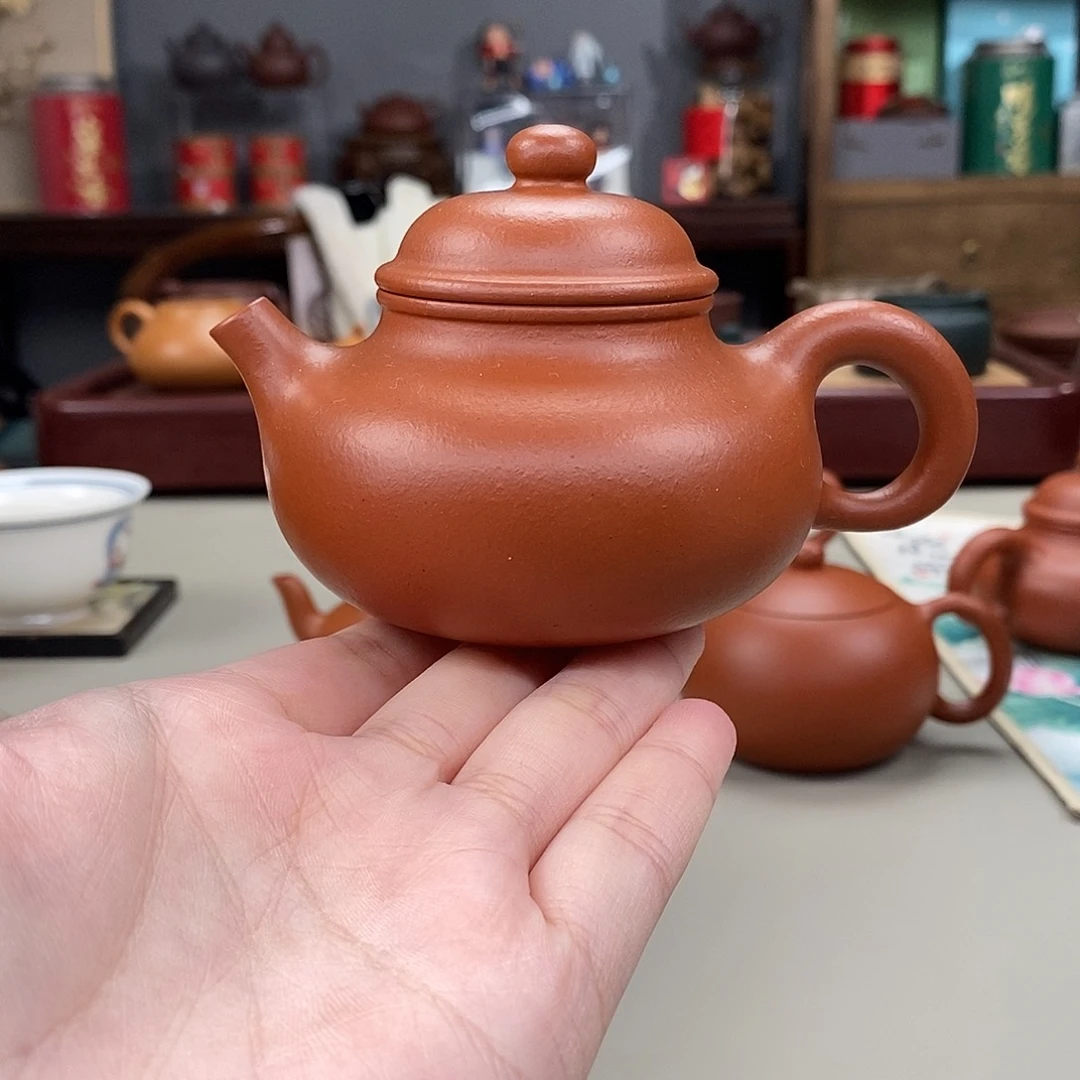 紫砂茶壶生砂朱泥容天半手140cc