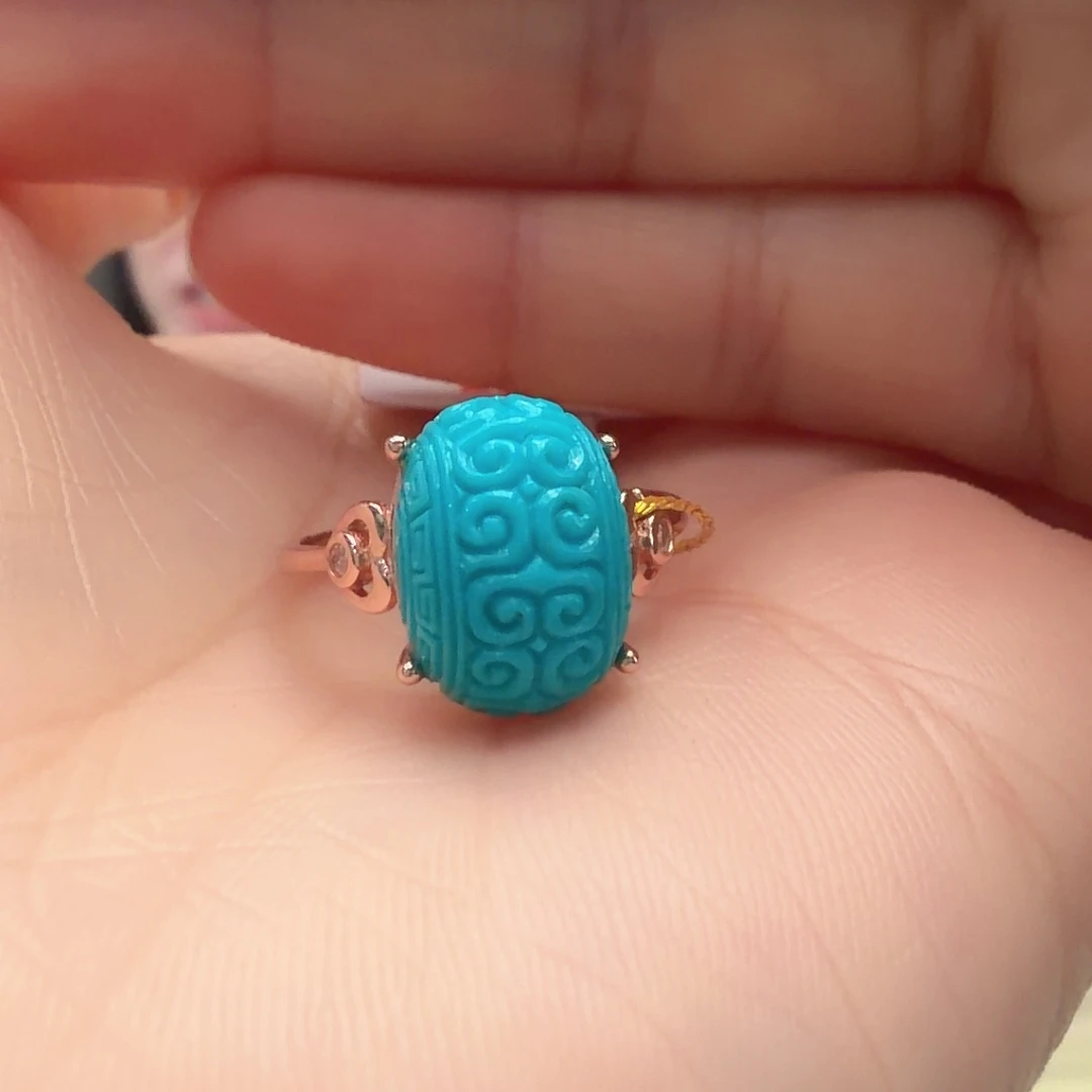 绿松石银S925镶嵌戒指