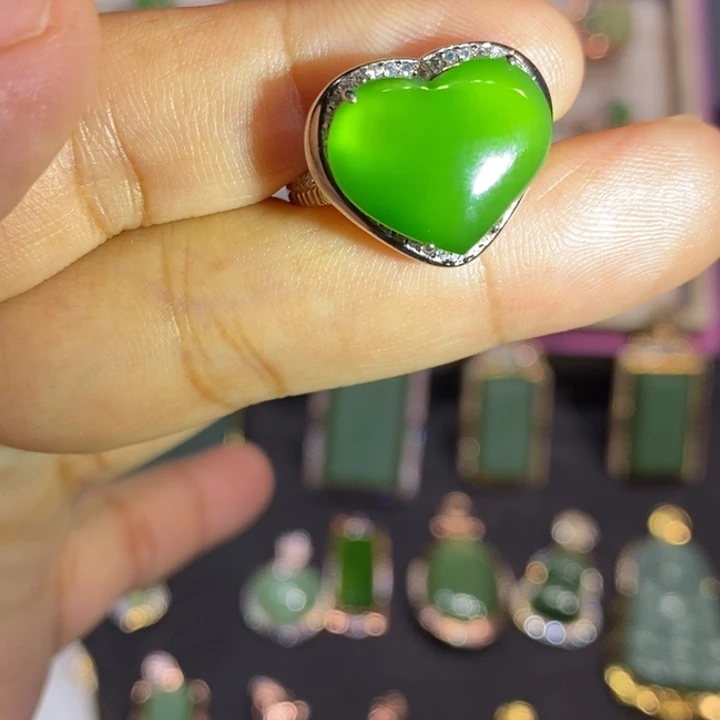 和田玉（碧玉）银S925镶嵌颈饰