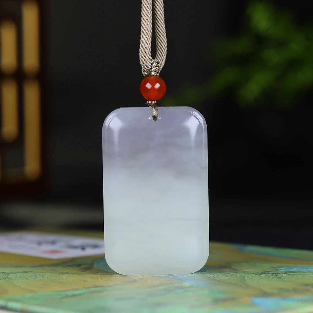 1114135和田玉烟紫翠青无事牌挂件