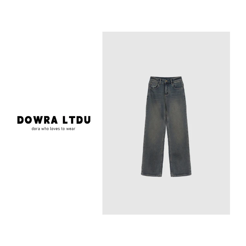 朵拉【】2024年冬季新款单纽扣百搭牛仔裤DJE-25621