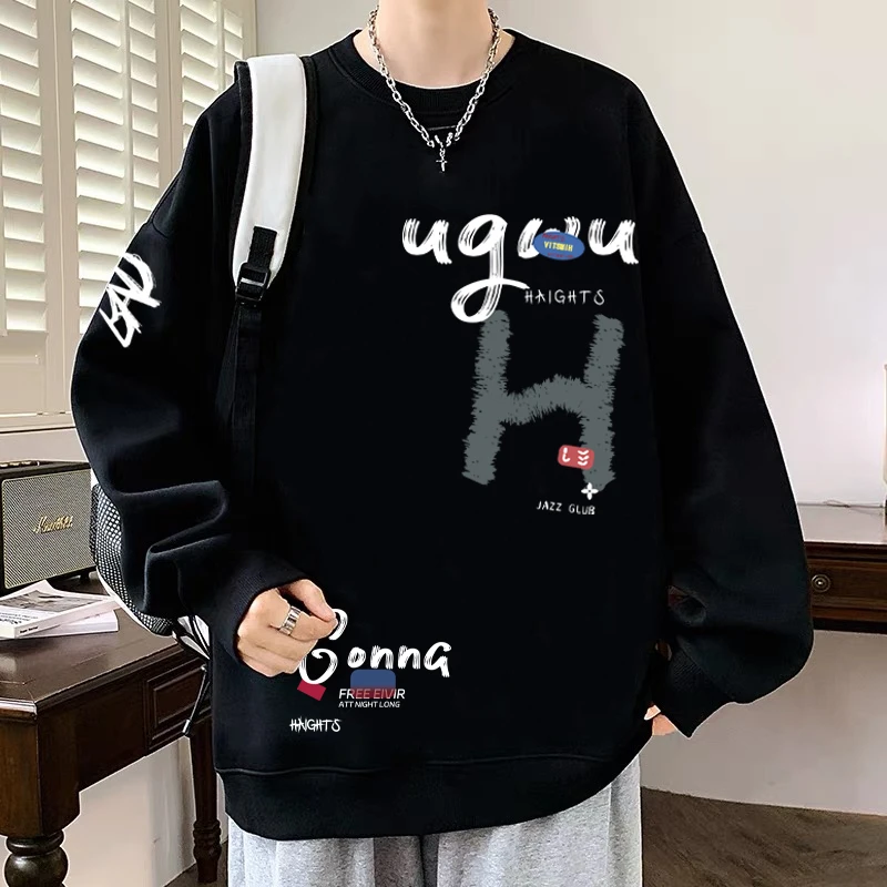 加肥加大码300斤美式圆领重磅棉卫衣男秋冬2025新款宽松长袖上衣