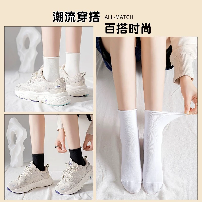 【宇】清货 30双 春夏短中筒袜子黑白女春夏薄款