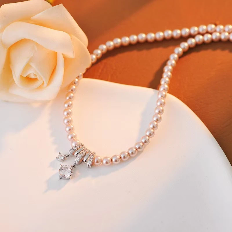 铜合金项链 d165---轻奢小众精致曼塔玫瑰紫项链