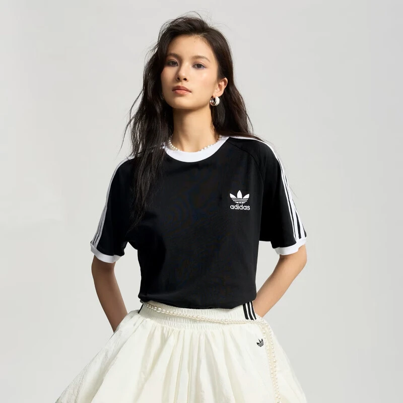 阿迪达斯 （adidas）三叶草男女款 3-STRIPES TEE 短袖 KB2459