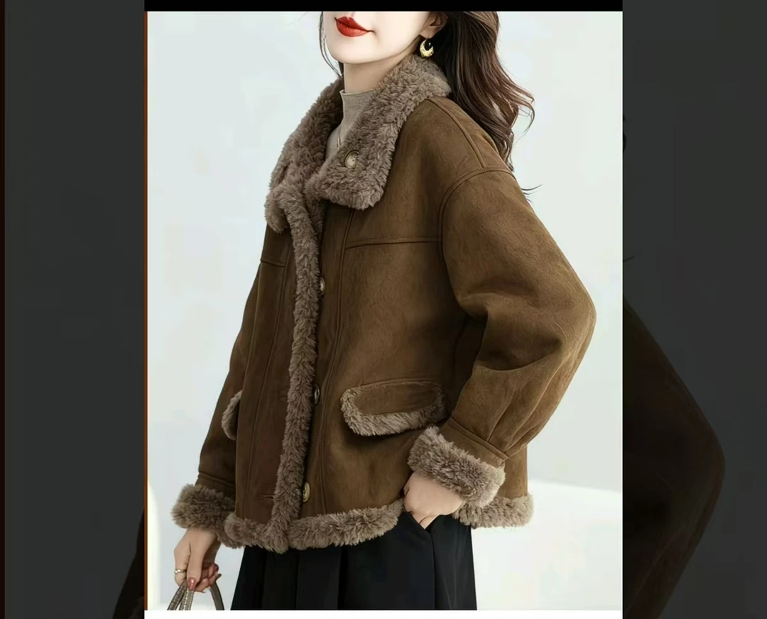 海宁100%羊毛颗粒双面穿羊毛一体休闲时尚外套冬季拼接宽松