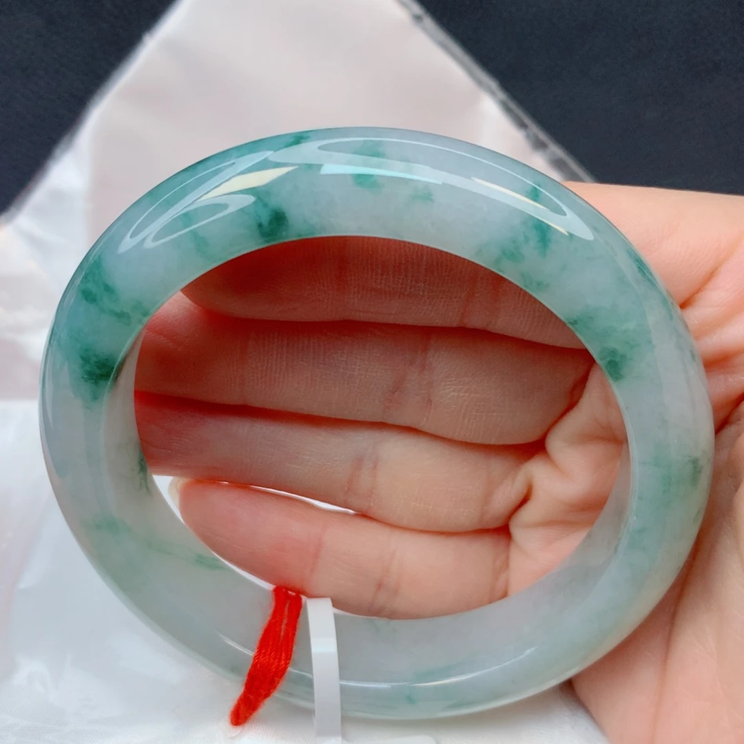 翡翠未镶嵌手镯56-57冰胶灵动飘花