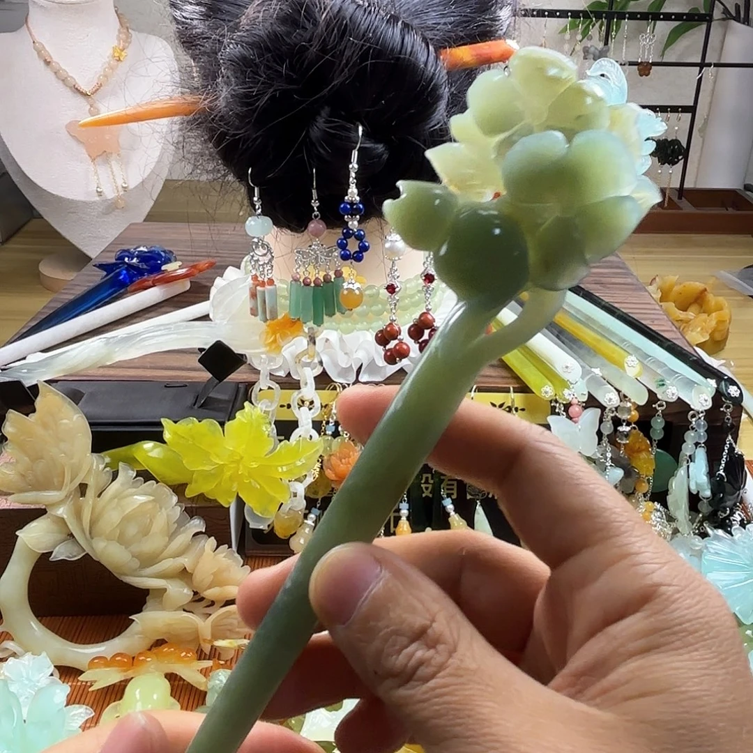 蛇纹石玉合金发饰
