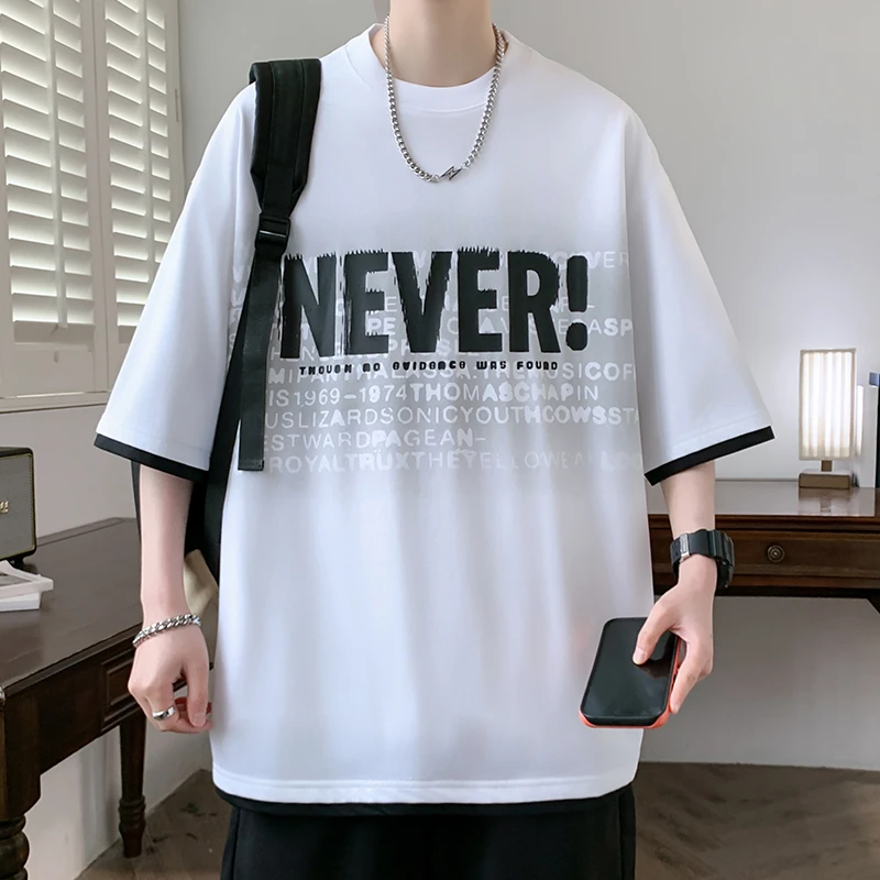 短袖T恤男2025夏季青少年潮流印花半袖t学院风百搭学生宽松上衣服