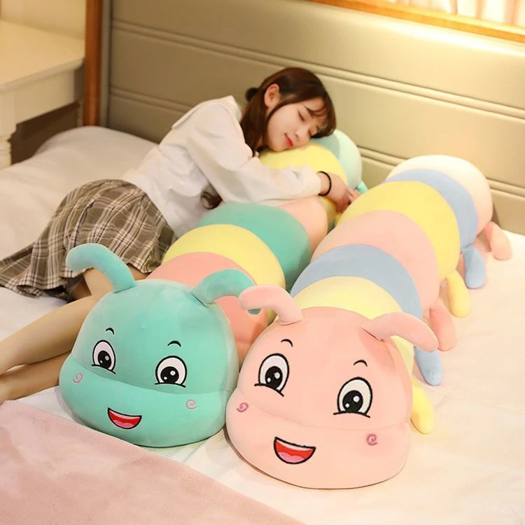 可爱七彩毛毛虫抱枕公仔毛绒玩具陪睡玩偶女生抱枕睡觉专用枕礼物
